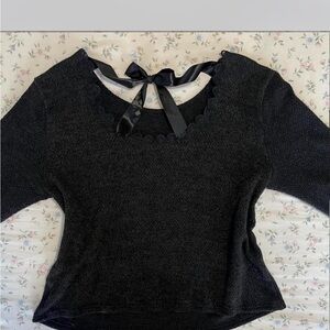 Black Sweater with Ribbon Detail